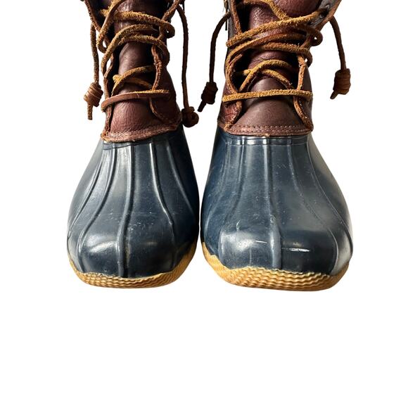 Sperry Size 9 Tan Brown Blue Rubber Hunting Duck Boots Bootie Outdoor Winter - Picture 8 of 13